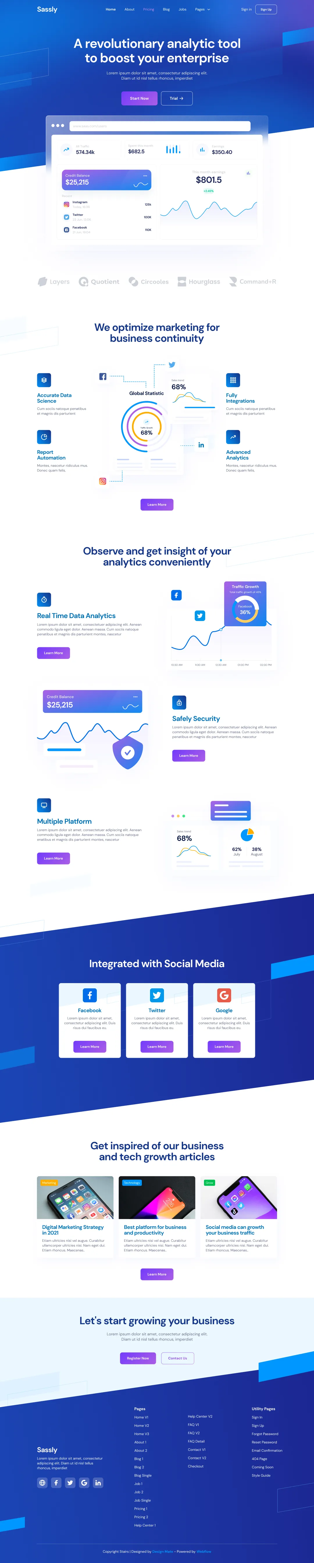 Preview Home V1 - Tech \x26 SaaS Webflow Template