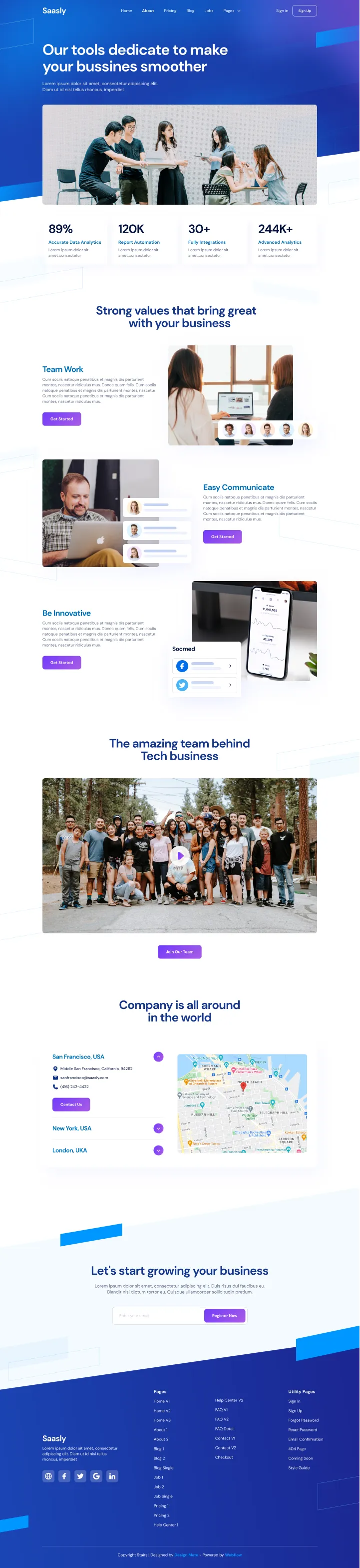 Preview About V1 - Tech \x26 SaaS Webflow Template