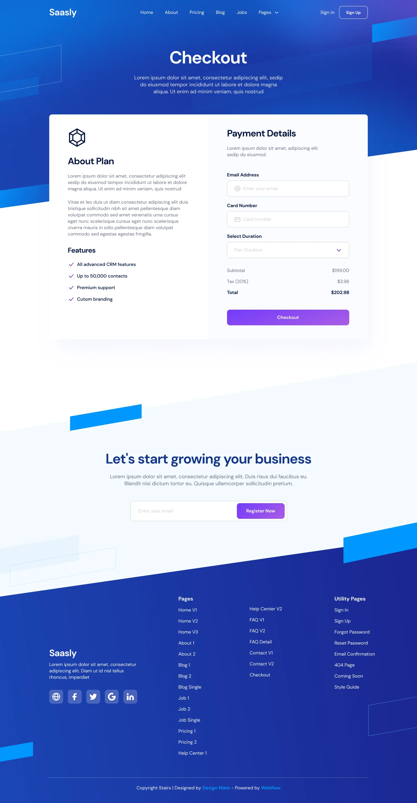 Preview Checkout - Tech \x26 SaaS Webflow Template