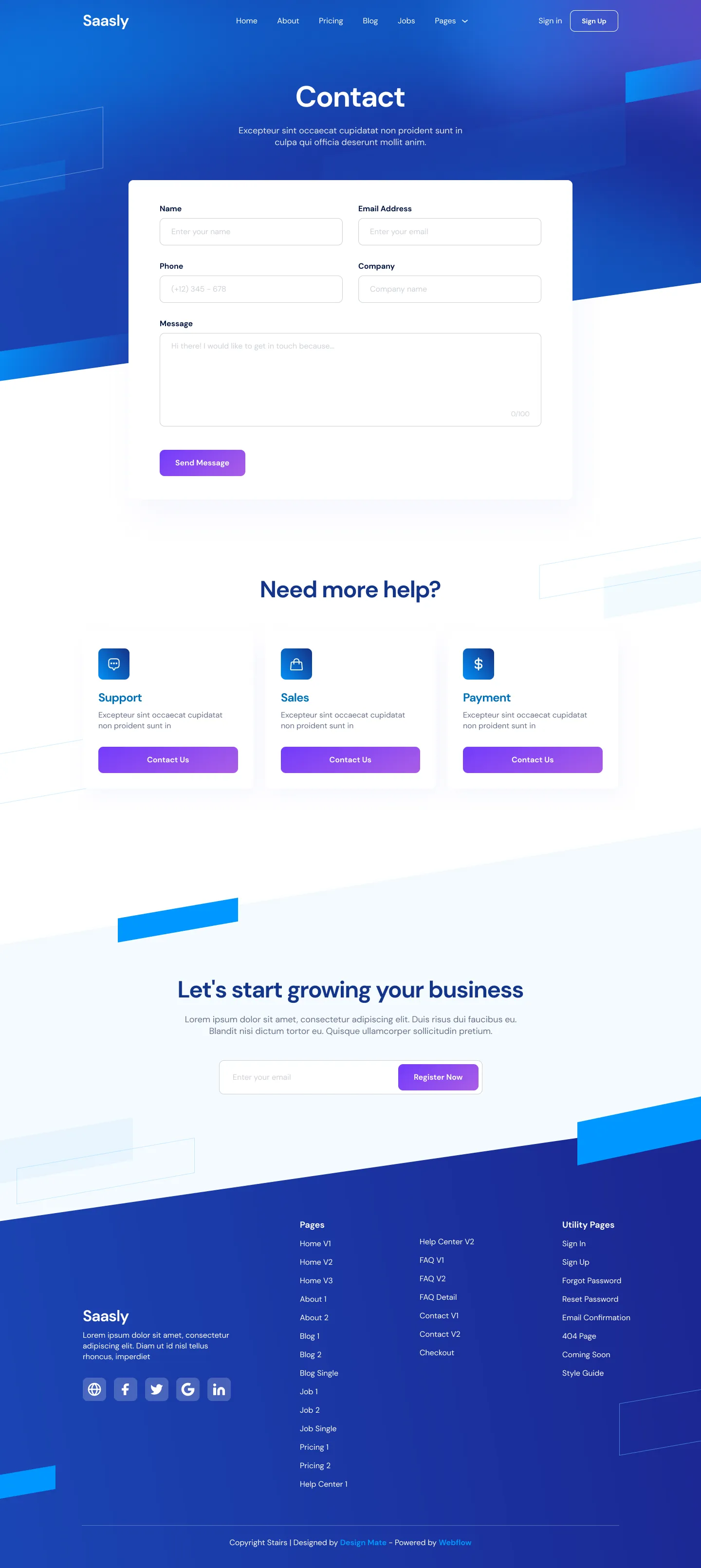 Preview Contact V1 - Tech \x26 SaaS Webflow Template