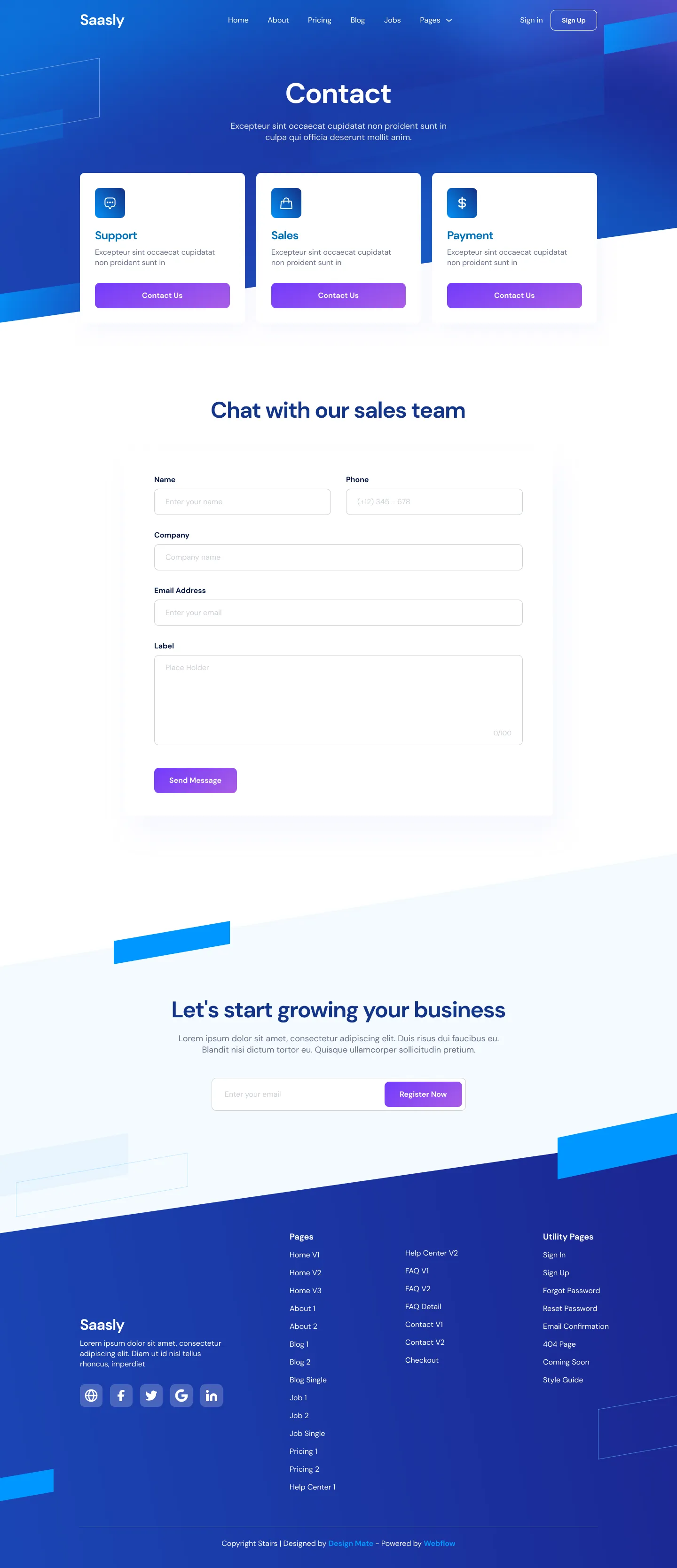 Preview Contact V2 - Tech \x26 SaaS Webflow Template