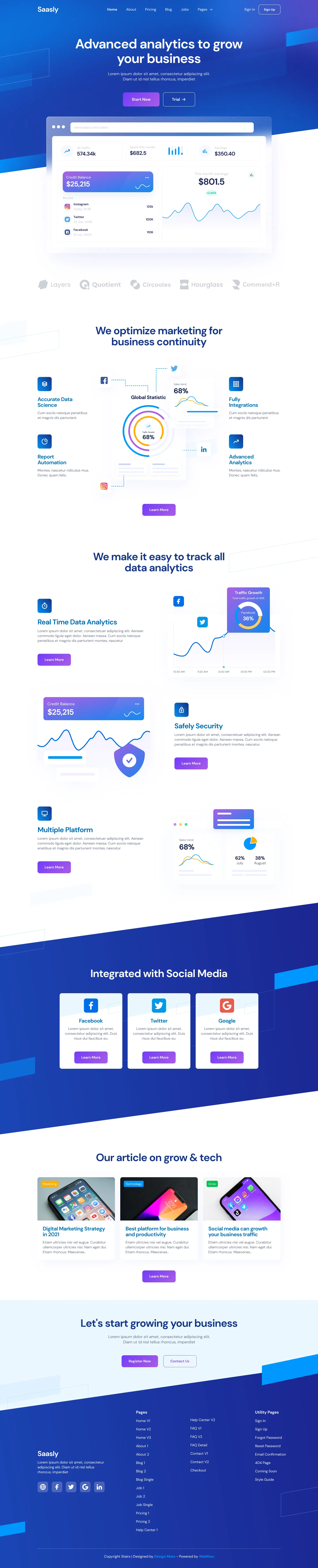 Preview Home V1 - Tech \x26 SaaS Webflow Template