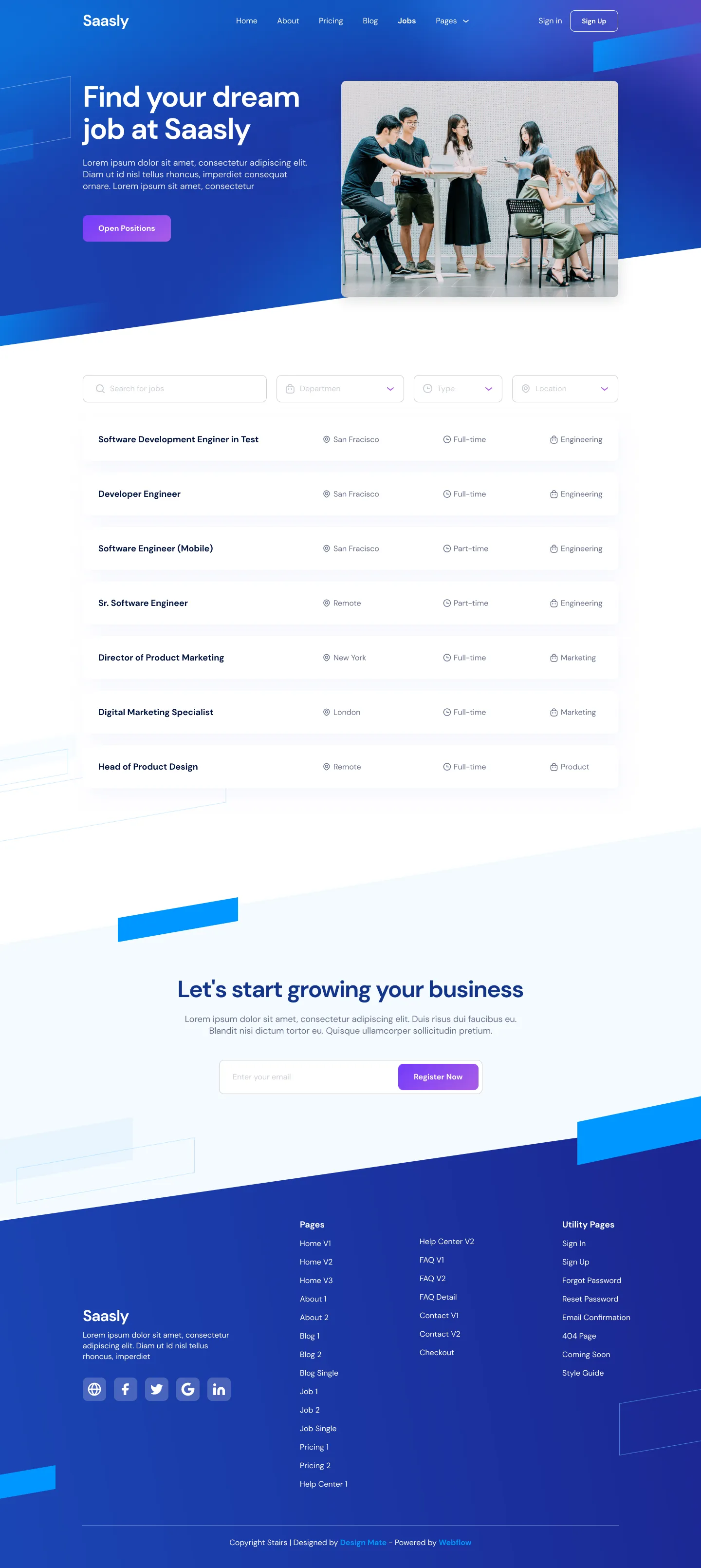 Preview Jobs V1 - Tech \x26 SaaS Webflow Template
