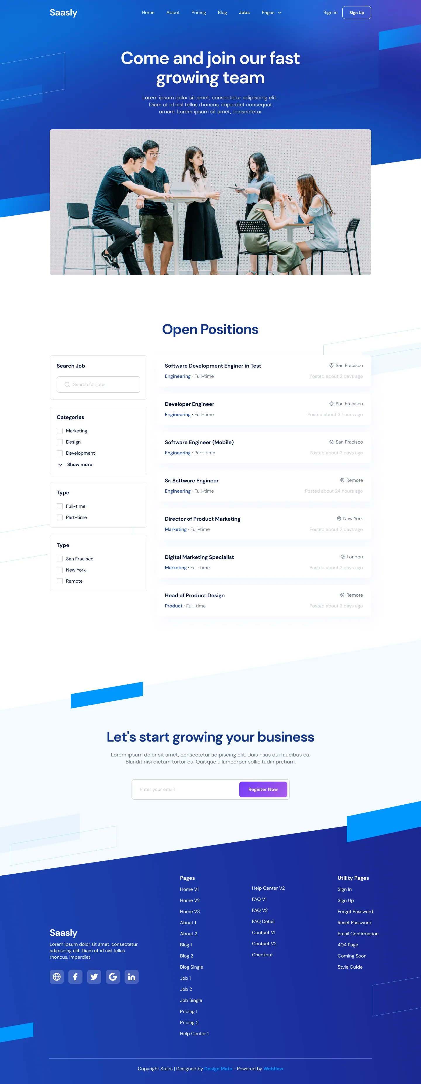 Preview Jobs V2 - Tech \x26 SaaS Webflow Template