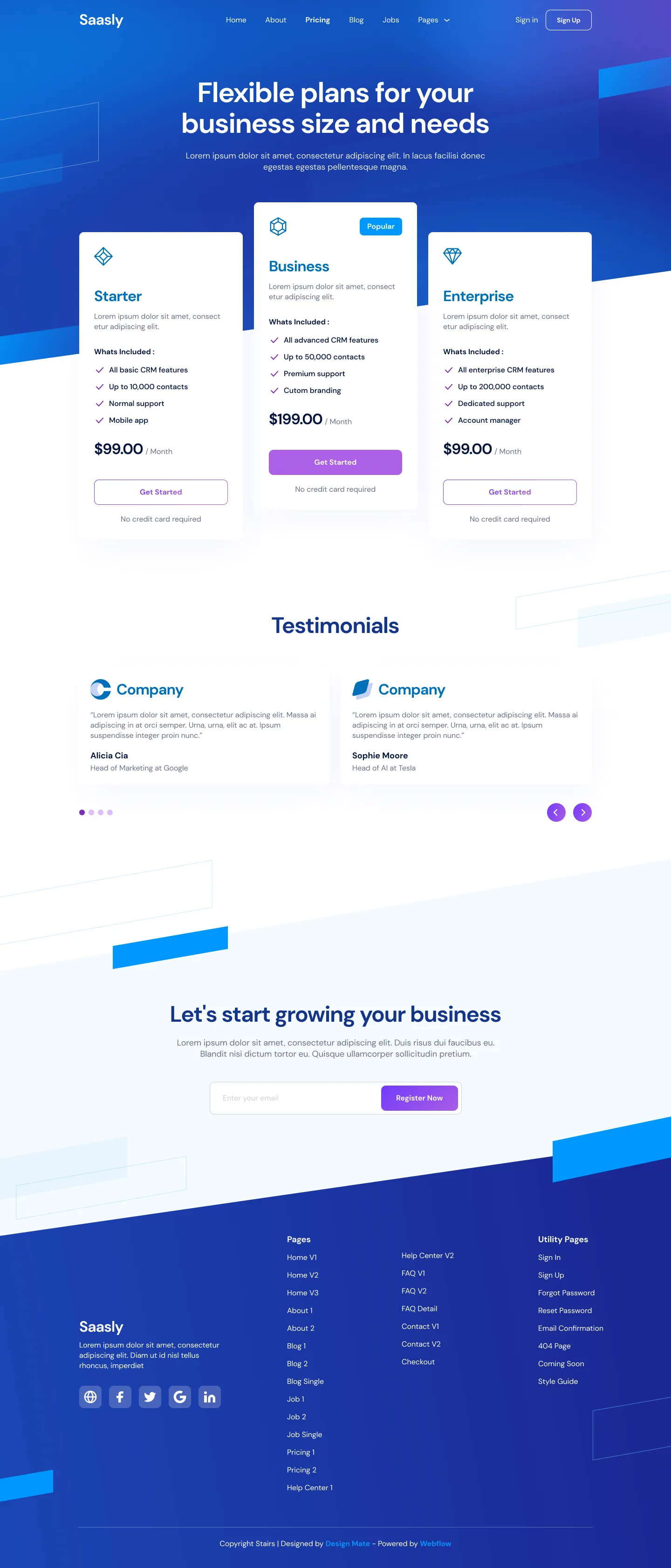 Preview Pricing V1 - Tech \x26 SaaS Webflow Template