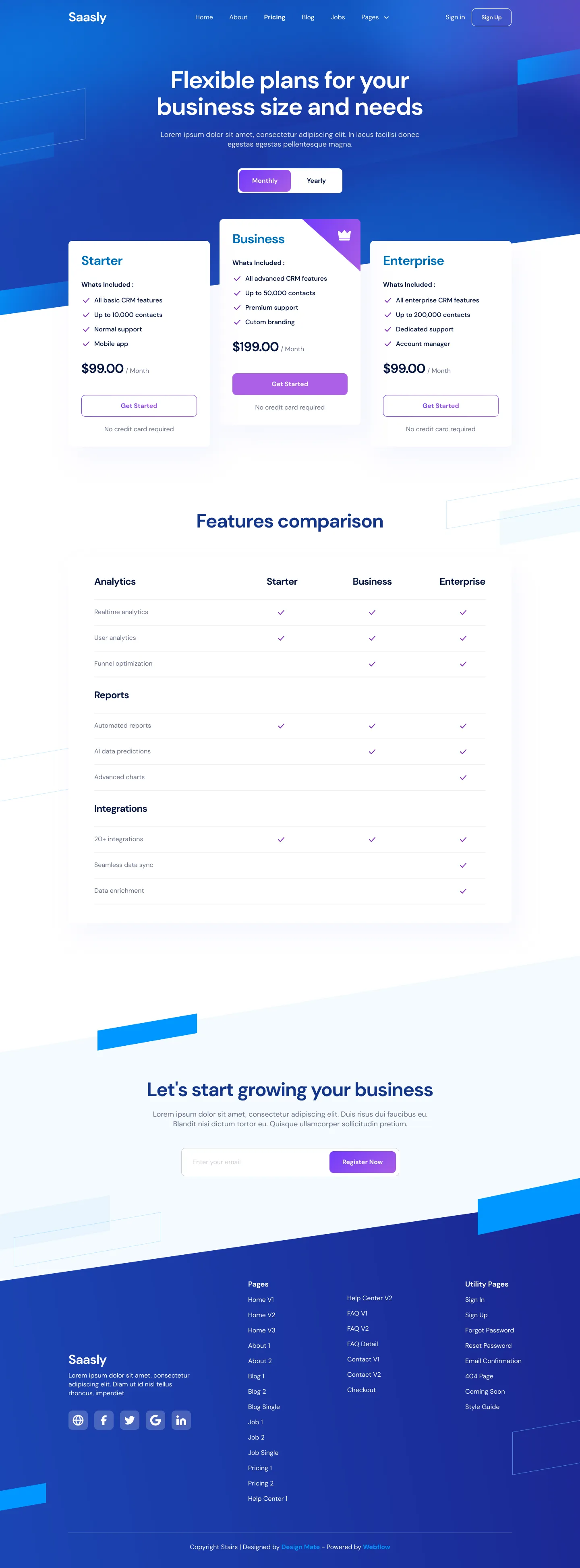Preview Pricing V2 - Tech \x26 SaaS Webflow Template