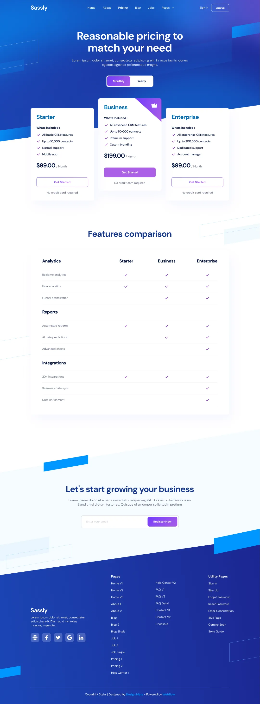 Preview Pricing V2 - Tech \x26 SaaS Webflow Template