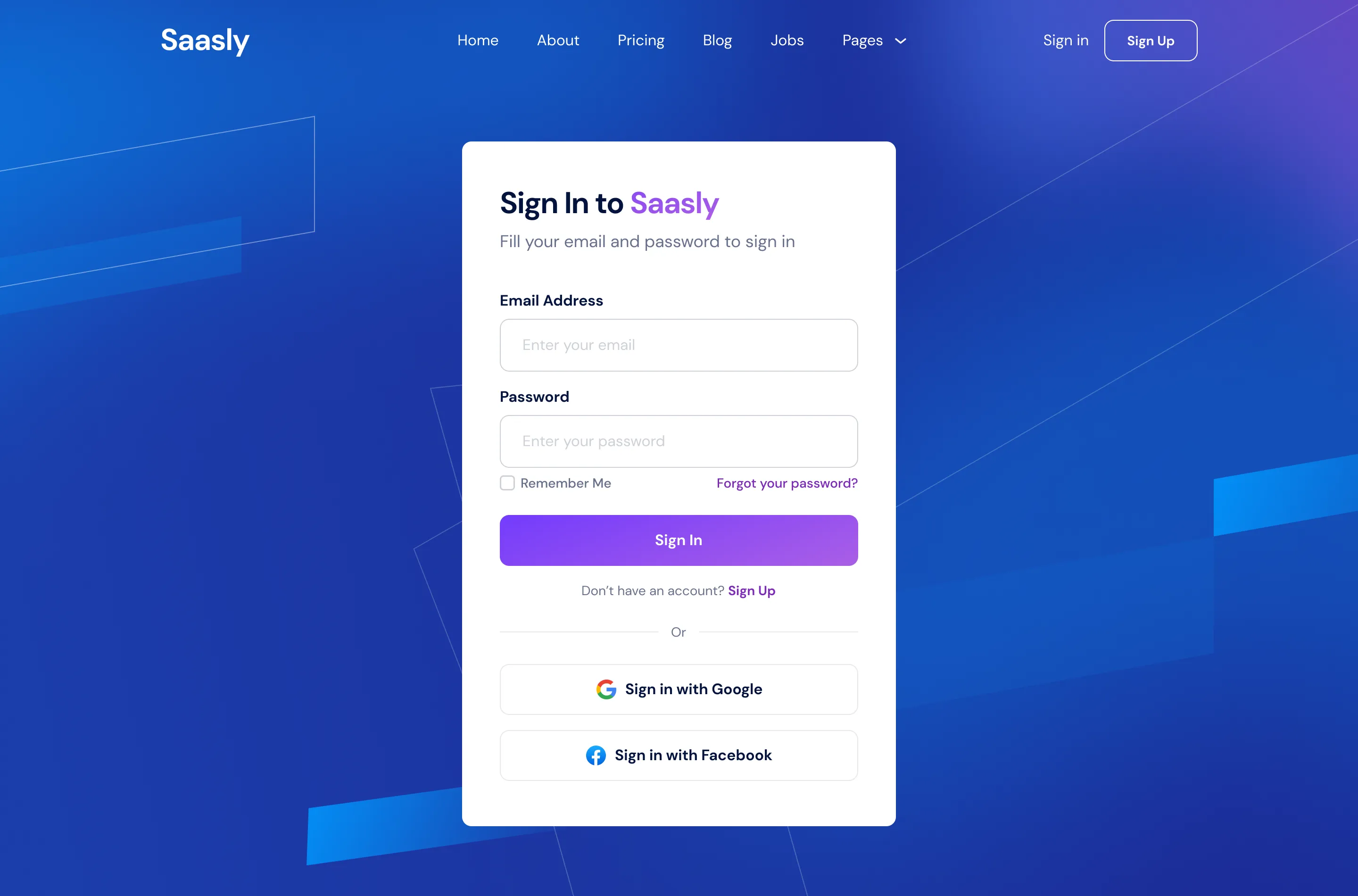 Preview Sign In - Tech \x26 SaaS Webflow Template